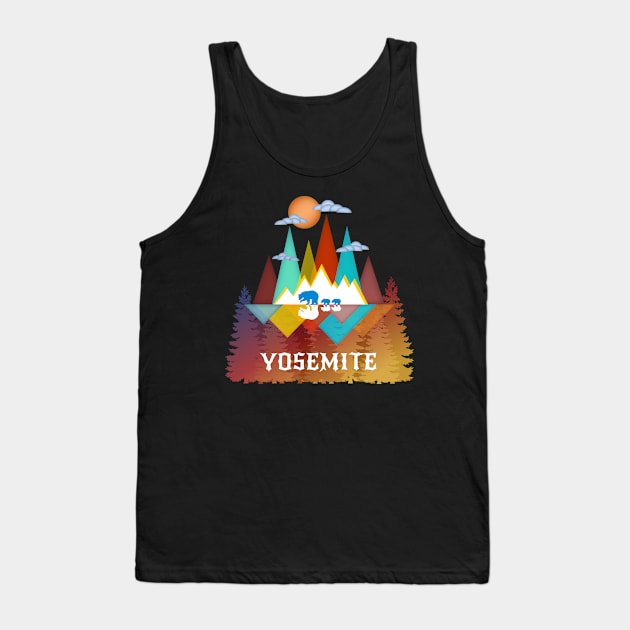 Yosemite Nature Life Outdoors Mountains Bear Lover Abstract Triangles Tank Top by egcreations